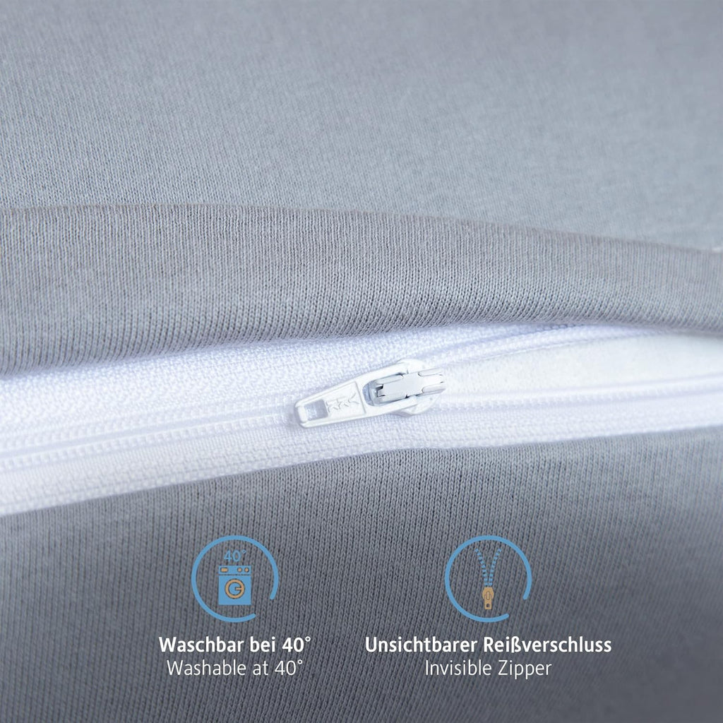 Komfortec 100% cotton cushion covers, set of 2, 80 x 80 cm, super soft premium jersey pillowcase, 150 g/m², cushion cover, grey