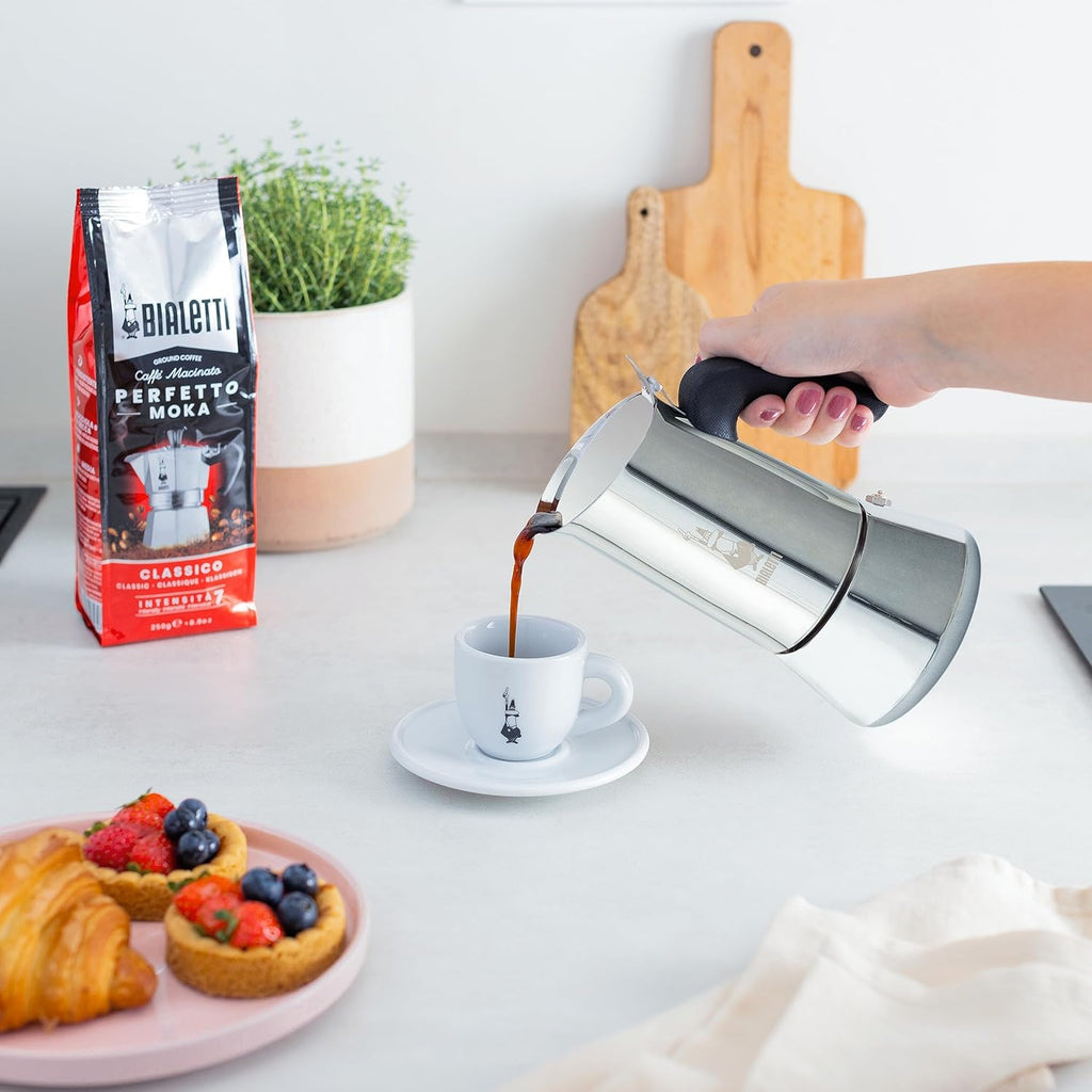 Bialetti New Venus Caffettiera in Acciaio Inox, Adatta all'Induzione, Argento, 4 Tazze,Silver