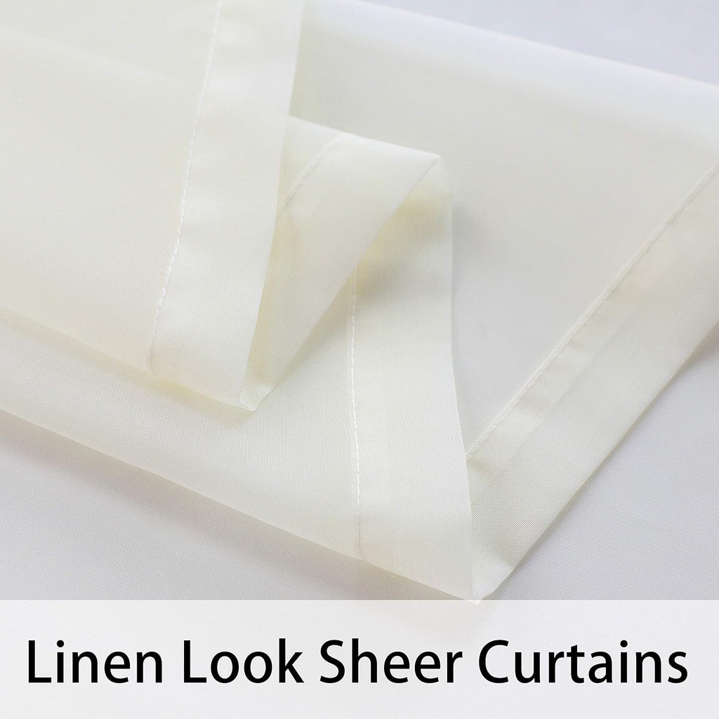 BONZER Sheer Outdoor Curtains for Patio Waterproof - 2 Panels Grommet Indoor Voile Sheer Curtains for Living Room, Bedroom, Porch, Pergola, Cabana, 54 x 84 inch, Beige
