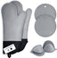 Oven Gloves, Sopito Set of 6 Silicone Oven Mitts 446°F Heat Resistant with Pot Holders for Kitchen Baking Grilling Microwave, Grey