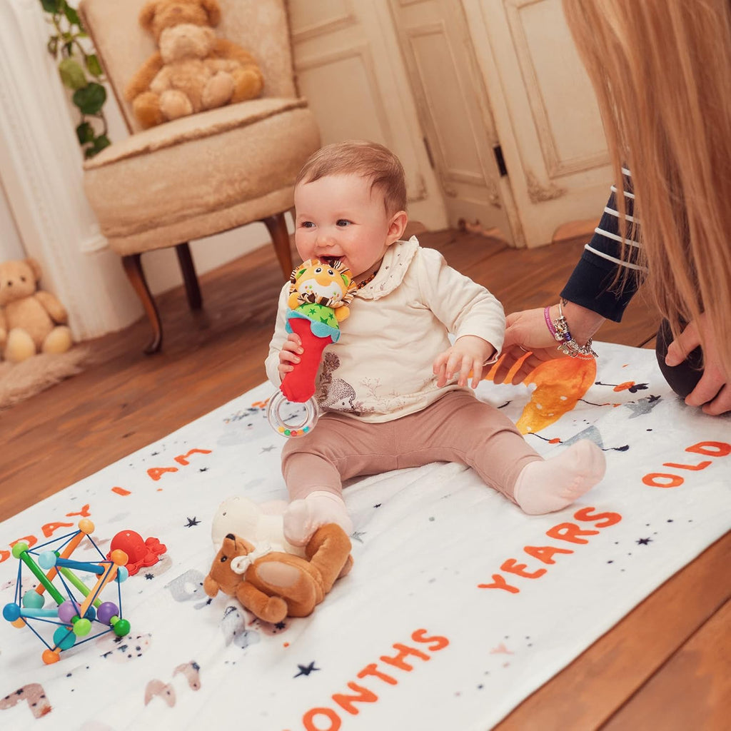 Happy You Baby Milestone Blanket Boy or Girl Unisex Monthly Baby Age Photo Mat |Personalised Newborn Gifts | Soft & Comfortable Fleece | |100 x 127 cm