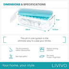 Ice Cube Tray with Lid Dispenser & Storage - Reusable BPA Free Easy Press Release 48 Ice Cube Moulds - 2 Tray with Dispenser, Ice Bucket & Scoop