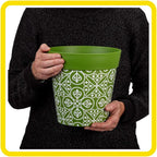 Hum Flowerpots, 22cm Set of 3, Various Patterns Colours and Sizes, Indoor/Outdoor Plastic Plant Pots, Green, Blue, Pink Maroc