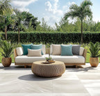 Pack of 2 Outdoor Weatherproof Cushion Covers Decorative Modern Throw Pillow Covers Decoration Polyster Linen-Look Pillowcases For Garden Sofa Living Room Bed Cushion Cover 45x45cm B-Beige