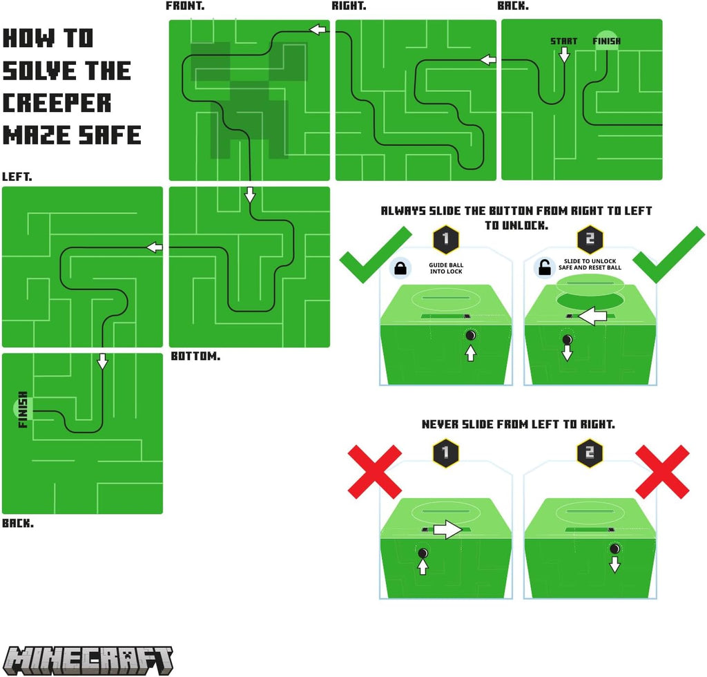 Minecraft Creeper Maze Safe - Officially Licensed Piggy Bank, Complete The Maze to Unlock Money, Collectible Includes with Decorative Stickers, Gift for Gamers | Paladone