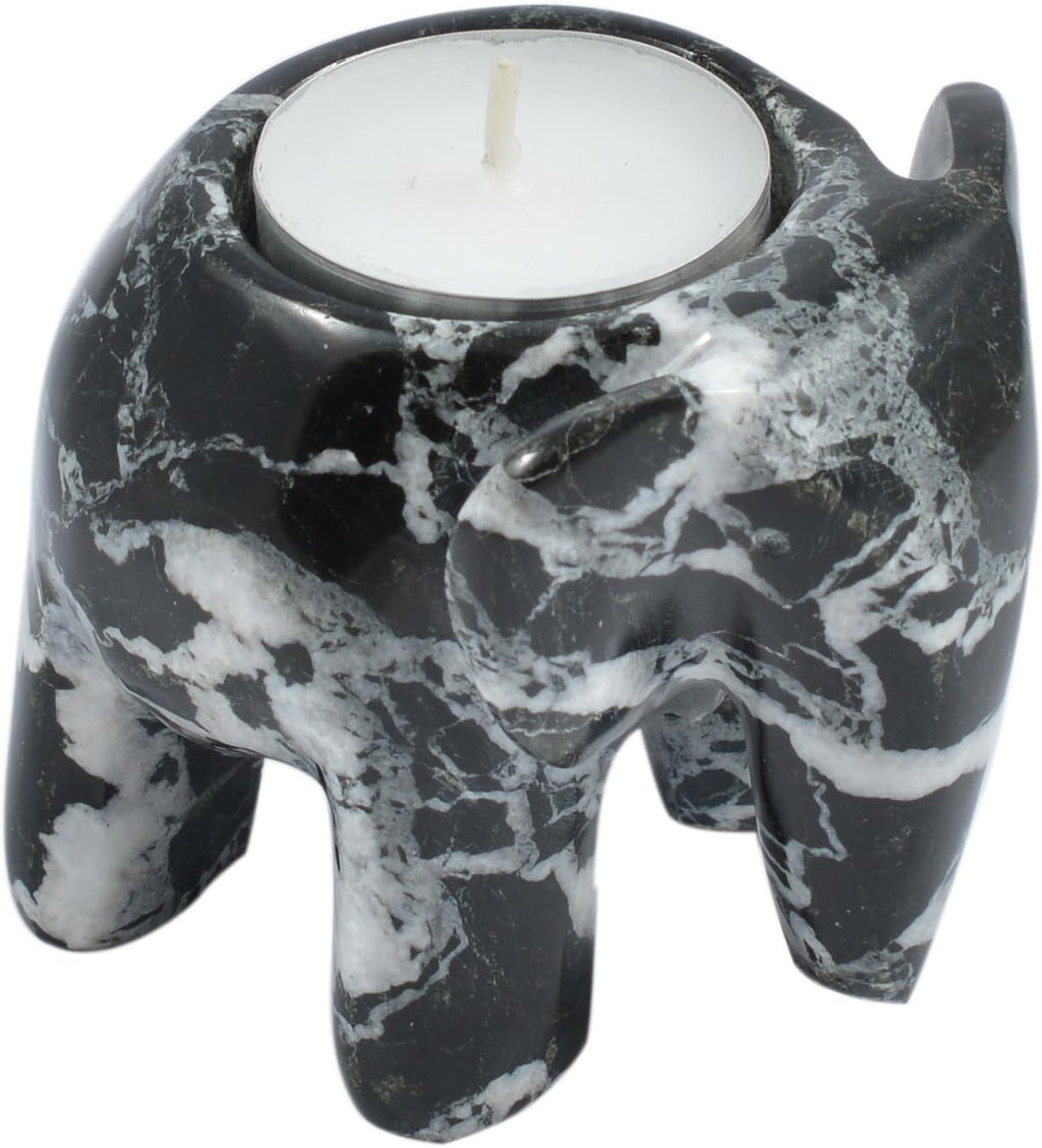 Marble Elephant Tea Light Candle Holder Collection - Monochrome Collection
