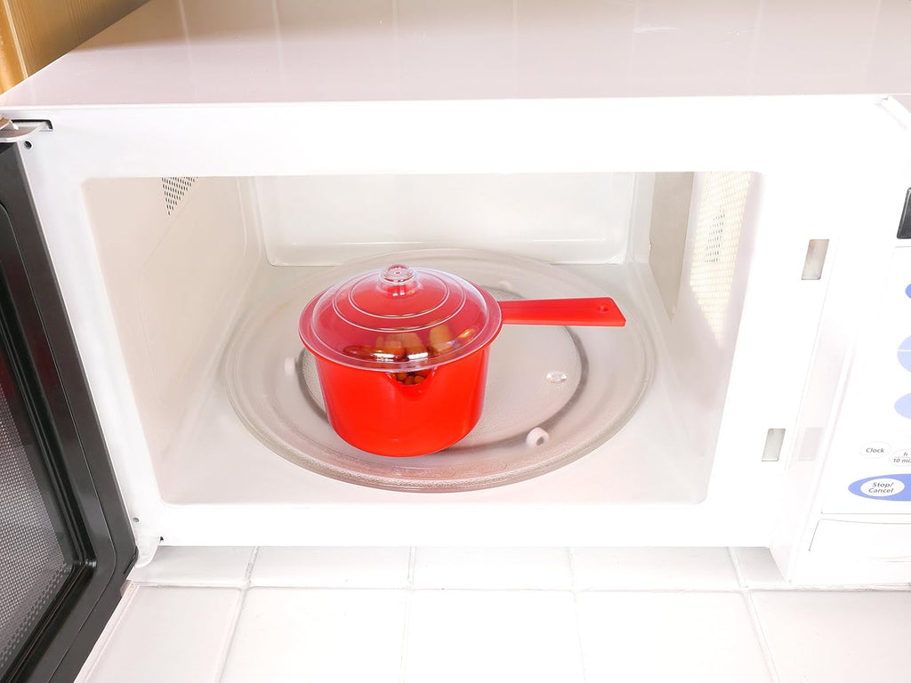 Microwave Saucepan and Lid 600ml Red - BPA Free & Dishwasher Safe Microwave pan 14 x 12 x 21cm