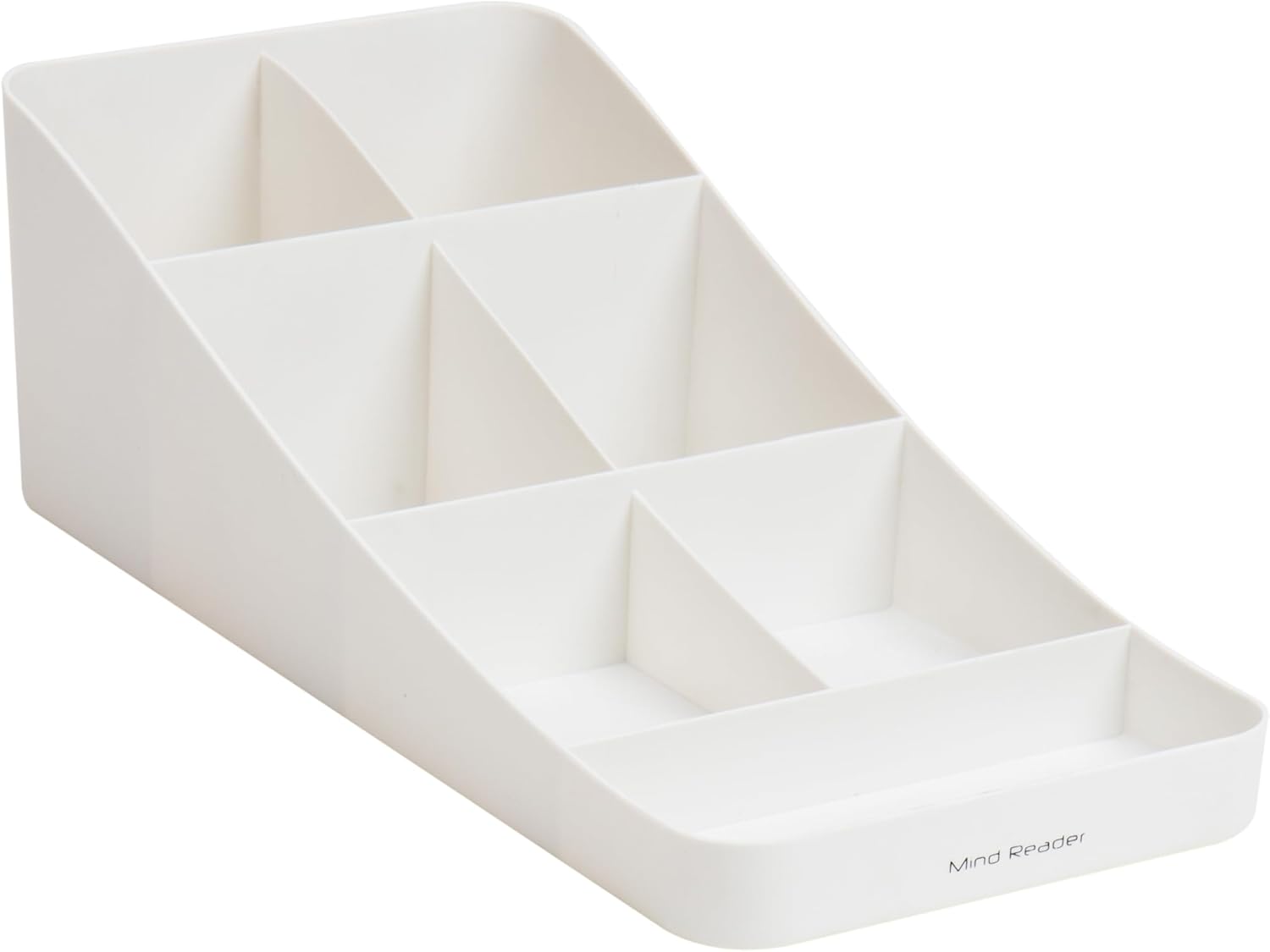 Mind Reader Anchor Collection, 7-Compartment Coffee Cup and Condiment Countertop Organizer, 7.25" L x 15.5" W x 5.25" H, White