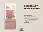 Cheesecloth Table Runner Pink 120 Inches Gauze Boho Rustic Peach Coral Cheese Cloth Table Runner for Wedding Bridal Shower Fall Thanskgiving Decoration