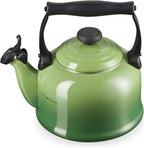 Le Creuset Traditional Stove-Top Kettle with Whistle, Suitable for All Hob Types Including Induction, Enamelled Steel, Capacity: 2.1 L, Bamboo, 40102024080000