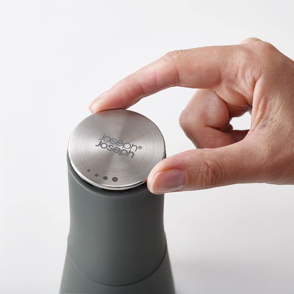 Milltop Non-Spill Salt and Pepper Mill Set Refillable with Ceramic Grinding, White/Grey, 24