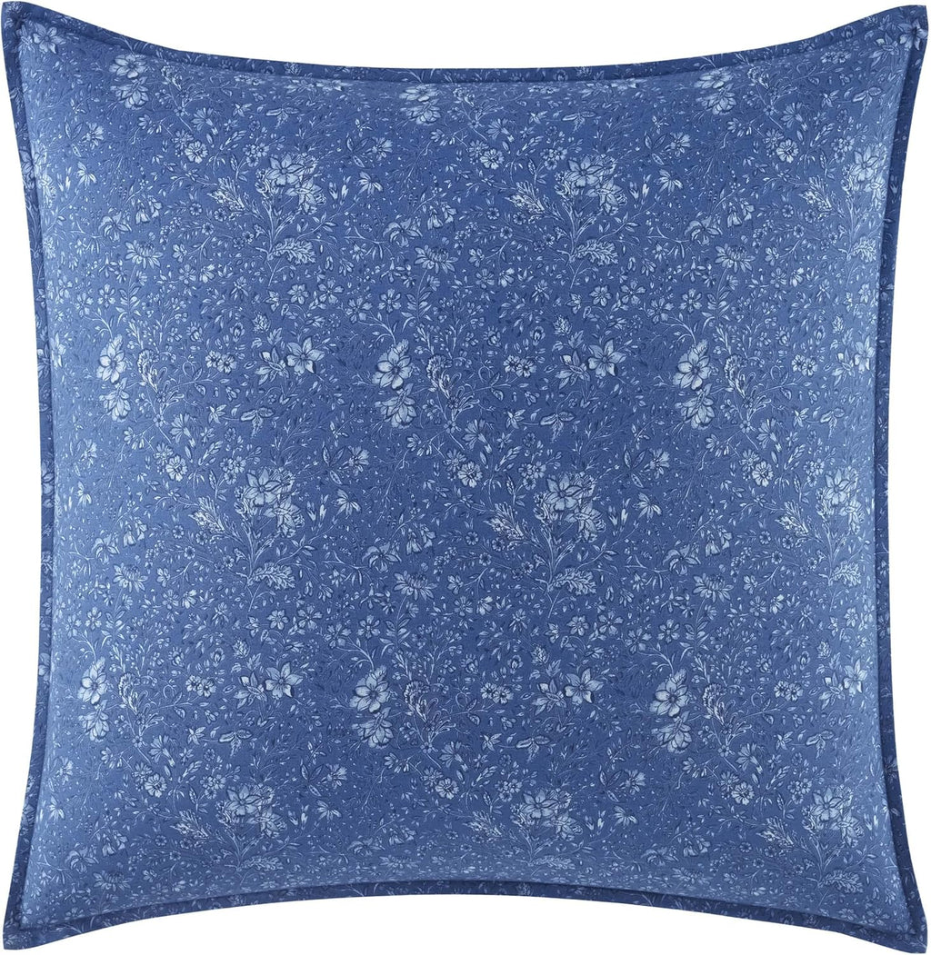 Laura Ashley Home Elise Bonus Luxury Premium Ultra Soft Duvet Coverlet, Lightweight Comfortable 3 Piece Bedding Set, Stylish Design for Home Décor, King, Medium Blue