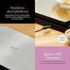 GF876009 Good Food in partnership with Tower Digital Intelli Kitchen Scale, Voice Control, LED Display, USB Rechargeable, 15kg Capacity, Black & Stainless Steel, 19.45