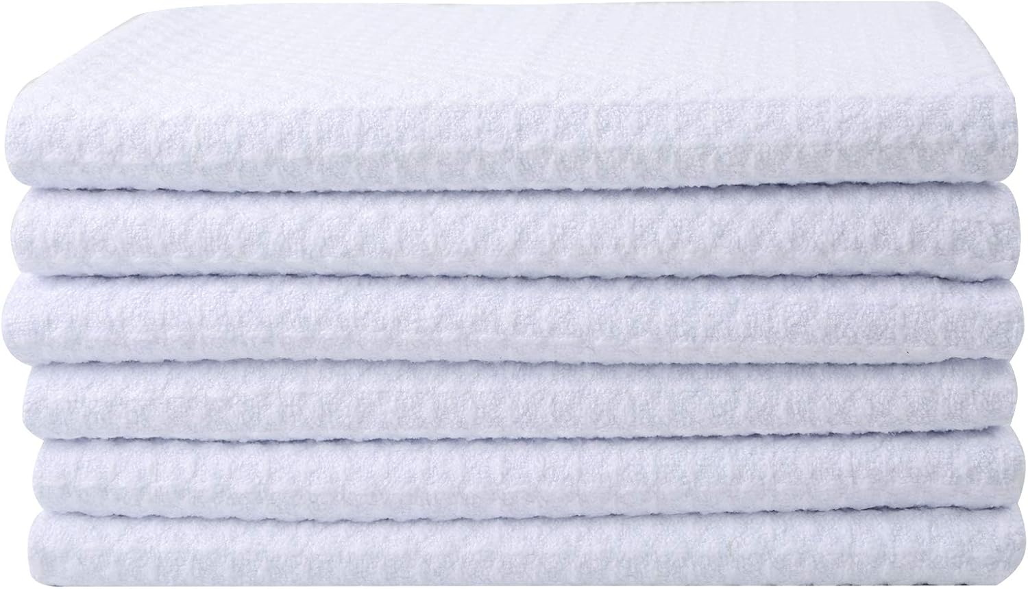 SINLAND Microfiber Dish Towel Sublimation Blank Towels DIY Microfiber Dishes Drying Towel and Kitchen Cleaning Cloth Waffle Towels 16inch X 24inch(6 Pack White) Main image