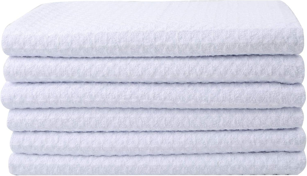 SINLAND Microfiber Dish Towel Sublimation Blank Towels DIY Microfiber Dishes Drying Towel and Kitchen Cleaning Cloth Waffle Towels 16inch X 24inch(6 Pack White)