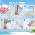 AC Window Seal Unit for Portable Air Conditioner and Tumble Dryer, Hot Air Stop Kit for All Mobile Air Conditioning, Air Exchange Guards with Zip and Strong Hook&Loop Fastener(300cm/118in)