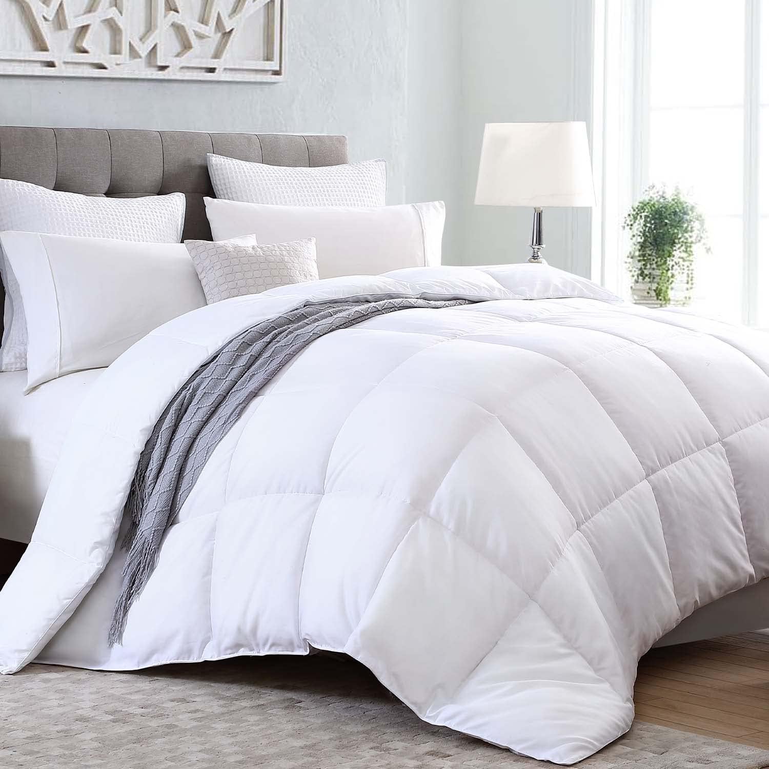 Kingsley trend King Comforter Duvet Insert - All Season Quilted Ultra Soft Breathable Down Alternative, Box Stitch White Comforter with Corner Tabs, 104x92 Main image
