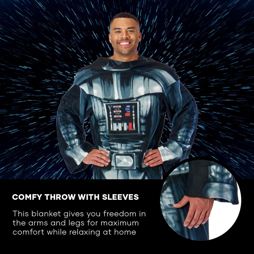 Northwest Star Wars Full Body Player Comfy Throw Blanket with Sleeves, Polyester, Black, Adult (48 x 71 in)
