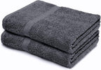 Bathroom and Kitchen 2 Pc Hand Towels Pack - 500 GSM Natural 100% Egyptian Cotton -Quick Dry and Absorbent - Fast Drying Soft and Luxurious Bath Hand Towel Set (Grey, 50x80 CM)