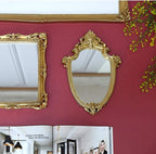 Funly mee 30×23 CM Antique Decorative Wall Mirror Gold Shield Shape (Small)
