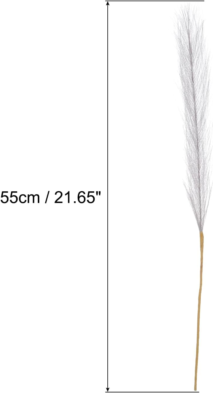 25Pcs 21"/55cm Fluffy Faux Pampas Decor Tall Artificial Grass for Living Room Party Wall Vase Wedding Decoration,Light Grey