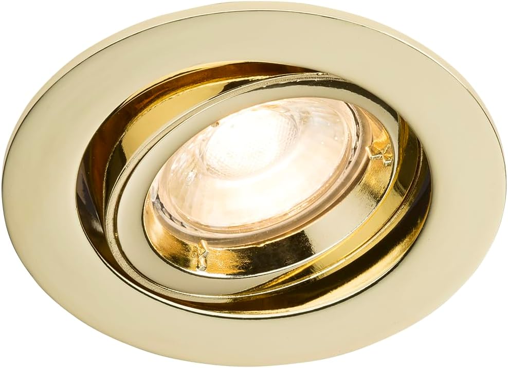 Recessed Spotlight with Tilt/Twist and Lock Downlight, Brass